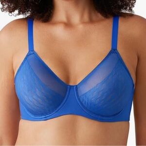 Wacoal Blue Sheer Bra Elevated Allure Unlined Full Coverage Underwire Lifting